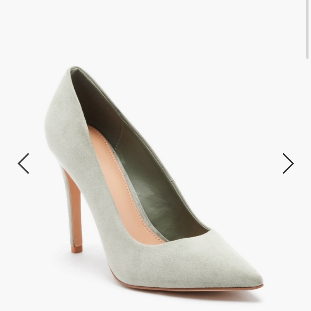 JustFab Elegant Suede Heels in seafoam green